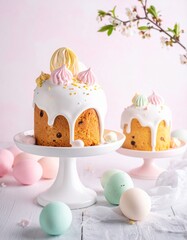 easter cake and eggs