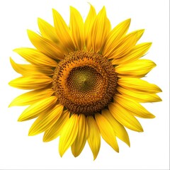 Fototapeta premium Close-up of a fully bloomed vibrant yellow sunflower on a clean white backdrop