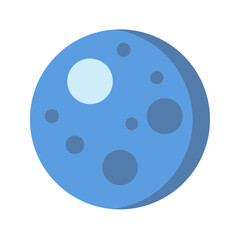 Obraz premium Blue full moon with craters on a White Background