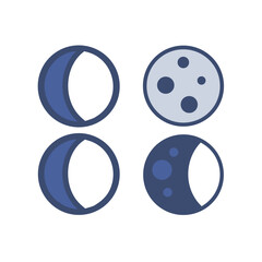 Various moon phases displayed on a White Background