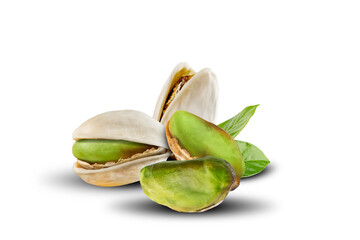 Fresh Pistachio Nuts Isolated on White Background