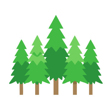 Flat style trees illustration on White Background for commercial purposes