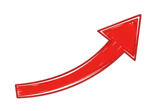 Red arrow pointing upwards direction isolated on a transparent background