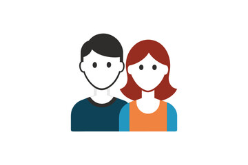 Couple icon representing man and woman together, symbol of partnership and relationships, flat design vector