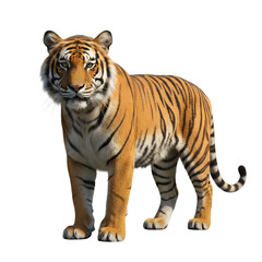 Fototapeta premium Majestic Royal Bengal Tiger Walking Sideways with Fierce Expression Isolated on Transparent Background