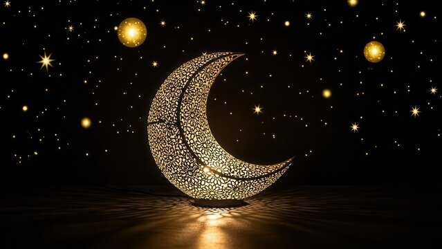 Celestial moon illuminated by starlight