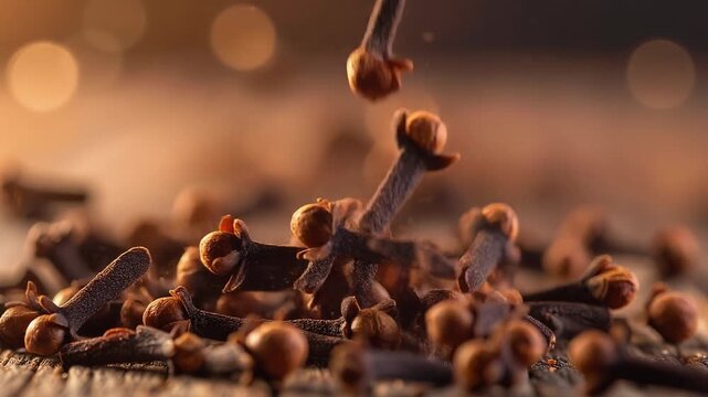 Nails scattering across a wooden surface with a nail falling from above