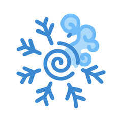 Obraz premium Stylized blue snowflake with winter wind graphic element