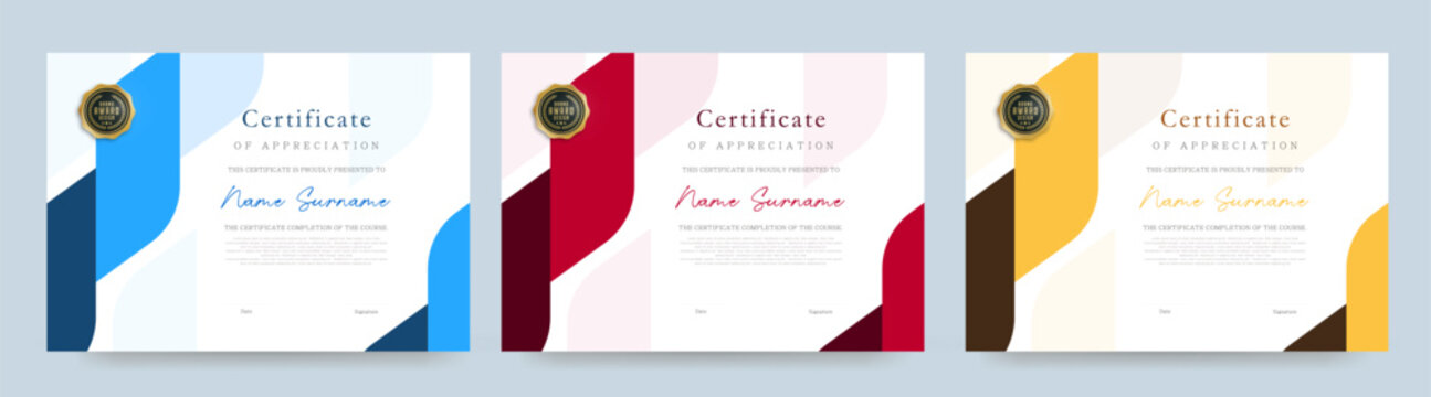 Elegant modern minimal certificate diploma template with clean layout suitable for award appreciation completion or achievement in education or corporate use