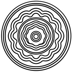 3D Alpona water ripple circle, concentric curved linework illustration