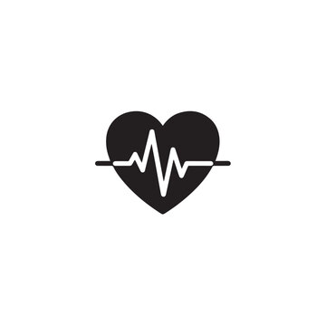 Silhouette of a heart with pulse line, healthcare concept