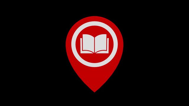 Library map location marker animation loop with alpha channel