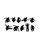 Parkour Traceur Precision Jump Silhouette, Urban Free Running Athlete, Extreme Strength and Agility Street Sport Vector Art