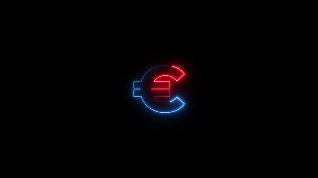 Glowing neon Euro currency sign icon isolated on transparent background. Money, profit, investment, growth business, economy, finance and success concept.