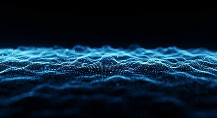 Blue Light Waves on Dark Background.