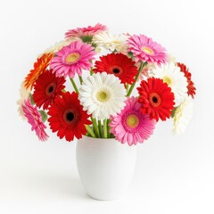 Vibrant gerbera daisies in a white vase