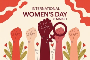 International women's day, march 8, raised fists, empowerment