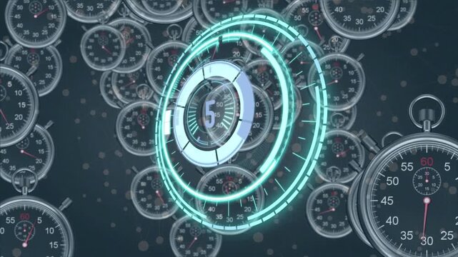 Animation of clock over falling clocks