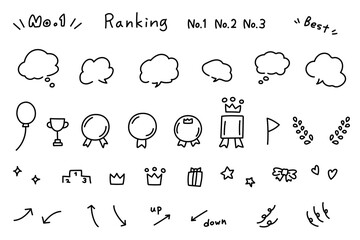 ゆるくてかわいい手描き風の吹き出しとランキング素材