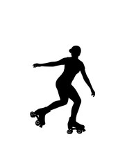 Quad Roller Skating Silhouette, Retro Dance Skate Lifestyle, Urban Fitness and Street Culture Night Activity Vector Design
