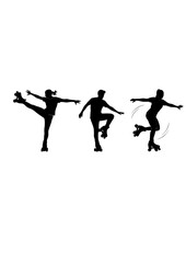 Quad Roller Skating Silhouette, Retro Dance Skate Lifestyle, Urban Fitness and Street Culture Night Activity Vector Design