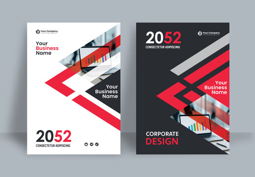 Business Report Cover Template &ndash; Red and Black Geometric Layout (A4)	
