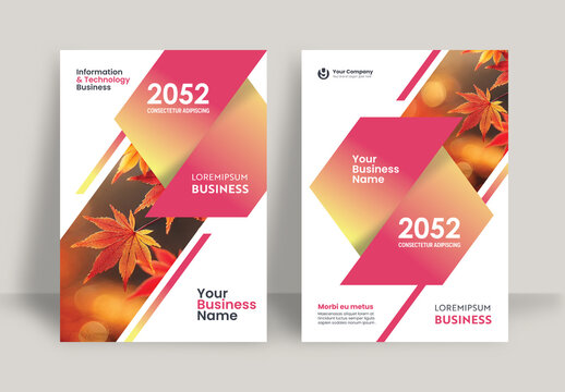 Business Report Cover Template &ndash;Yellow and Pink Geometric Layout (A4)	
