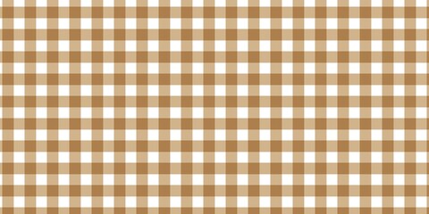 Seamless brown and white gingham checkered pattern. Classic rustic plaid background for textile, wrapping paper, and picnic food themes