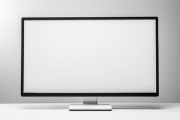 Fototapeta premium Blank computer monitor screen for copy space on a minimalist white desk
