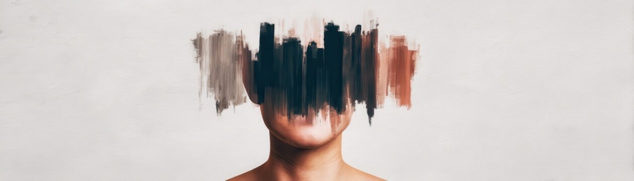 Drip Grunge Identity concept. Abstract art depicting a person with a distorted face and color patterns.