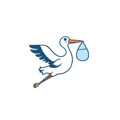 Vsai stork delivering baby bundle for newborn announcement