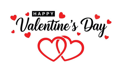 A festive valentine s day graphic with red hearts and elegant cursive lettering displayed prominently