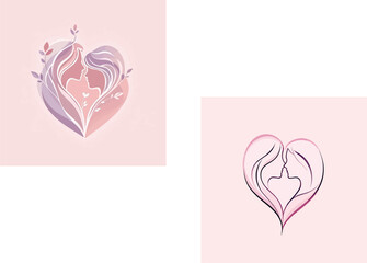 Vsai mother and daughter love relationship heart symbol