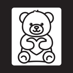 Fototapeta premium Teddy bear holding heart, cute stuffed animal, adorable toy for children