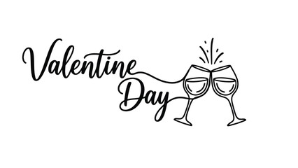 A valentine s day sketch depicts two elegant champagne glasses toasting conveying celebration and romance