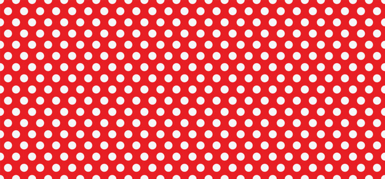 Seamless Red and White Polka Dot Pattern - Retro 1950s Style Pop Art Background and Festive Textile Vector Texture