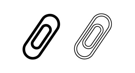 Obraz premium Paper clip icons, solid and outline styles, for fastening documents, organizing papers, and office supplies