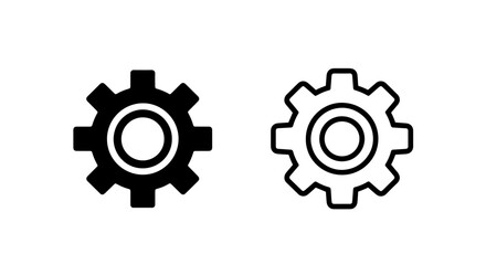 Obraz premium Outline and solid gear icons, ideal for concepts related to engineering, settings, and collaboration.