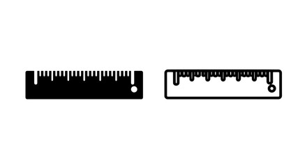 Fototapeta premium Ruler icons in black and white, for measurement, drafting, and education