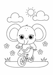 Obraz premium Cute Animal Garden Scene Line Art for Children