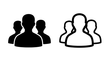 Group of people icon in solid and outline styles, representing community, team, or crowd
