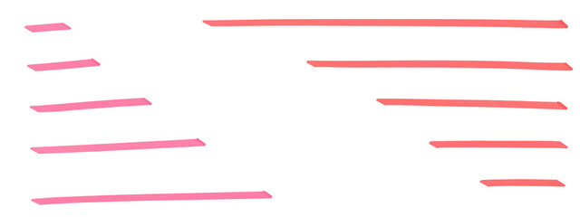 半透明の細い蛍光マーカーペンで書かれた、手書きの直線アンダーライン