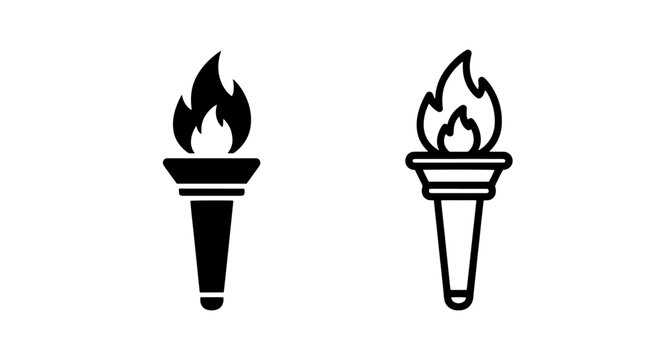 Torch icons in silhouette and outline, perfect for conveying ideas of energy, passion, and progress.