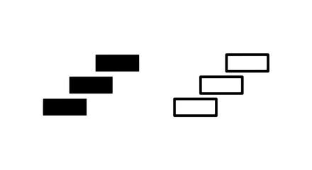 Obraz premium Simple icons representing steps or stairs, symbolizing progress, ascent, and achievement.