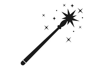 Fototapeta premium magic wand with sparkles line art silhouette vector illustration