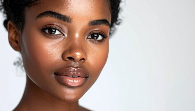 Primer plano de rostro femenino con piel hidratada y fresca, sensaci&oacute;n de frescura, fondo blanco limpio, iluminaci&oacute;n profesional de estudio, estilo publicidad cosm&eacute;tica