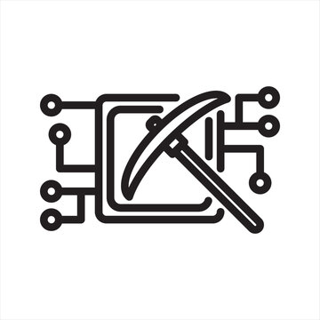 Cryptocurrency Mining simple line icon