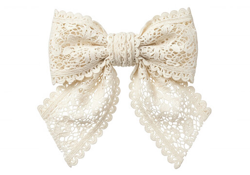 White lace bow decorative intricate isolated on a transparent background