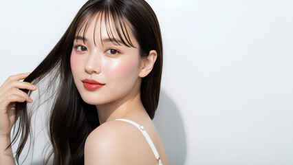 美肌で透明感のある女性のビューティーポートレート