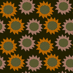 vector seamless pattern with  sunflower